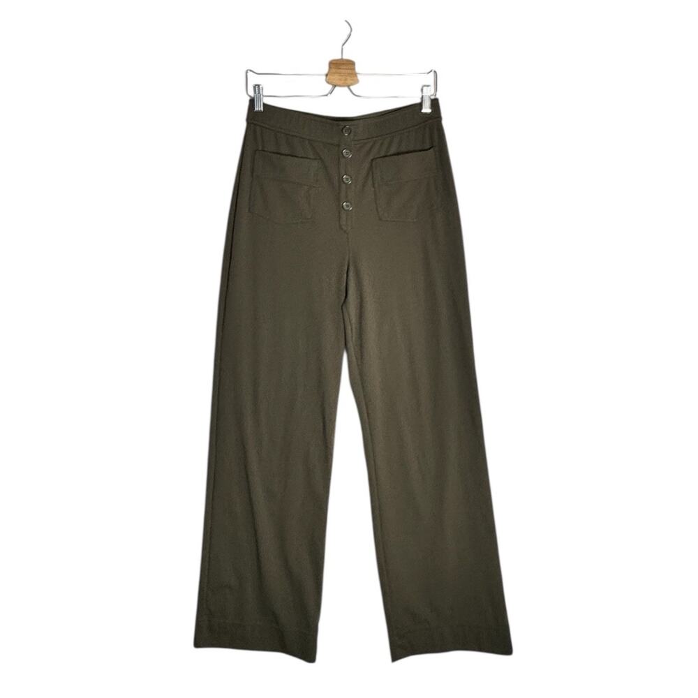 Halara Womens Olive Green Wide Leg High Waist Pants L Tall Stretch Work Casual